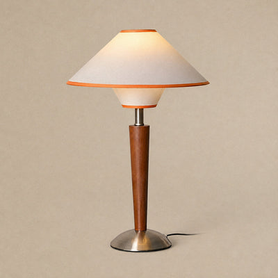 Tricolordeer Walnut Wood and Fabric Table Lamp