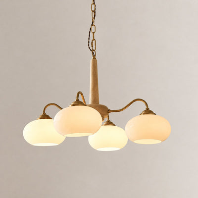 Tricolordeer Walnut Wood Brass Glass Chandelier