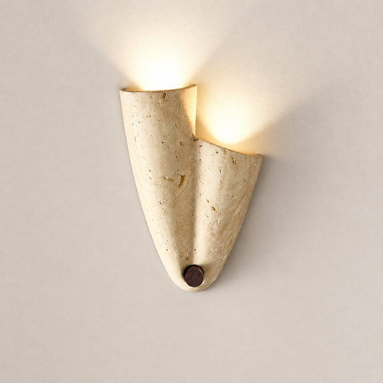 Velo Draped Stone Wall Lamp, 7.5-Inch x H 10.6-Inch, Yellow Travertine for Living Room & Dining Room