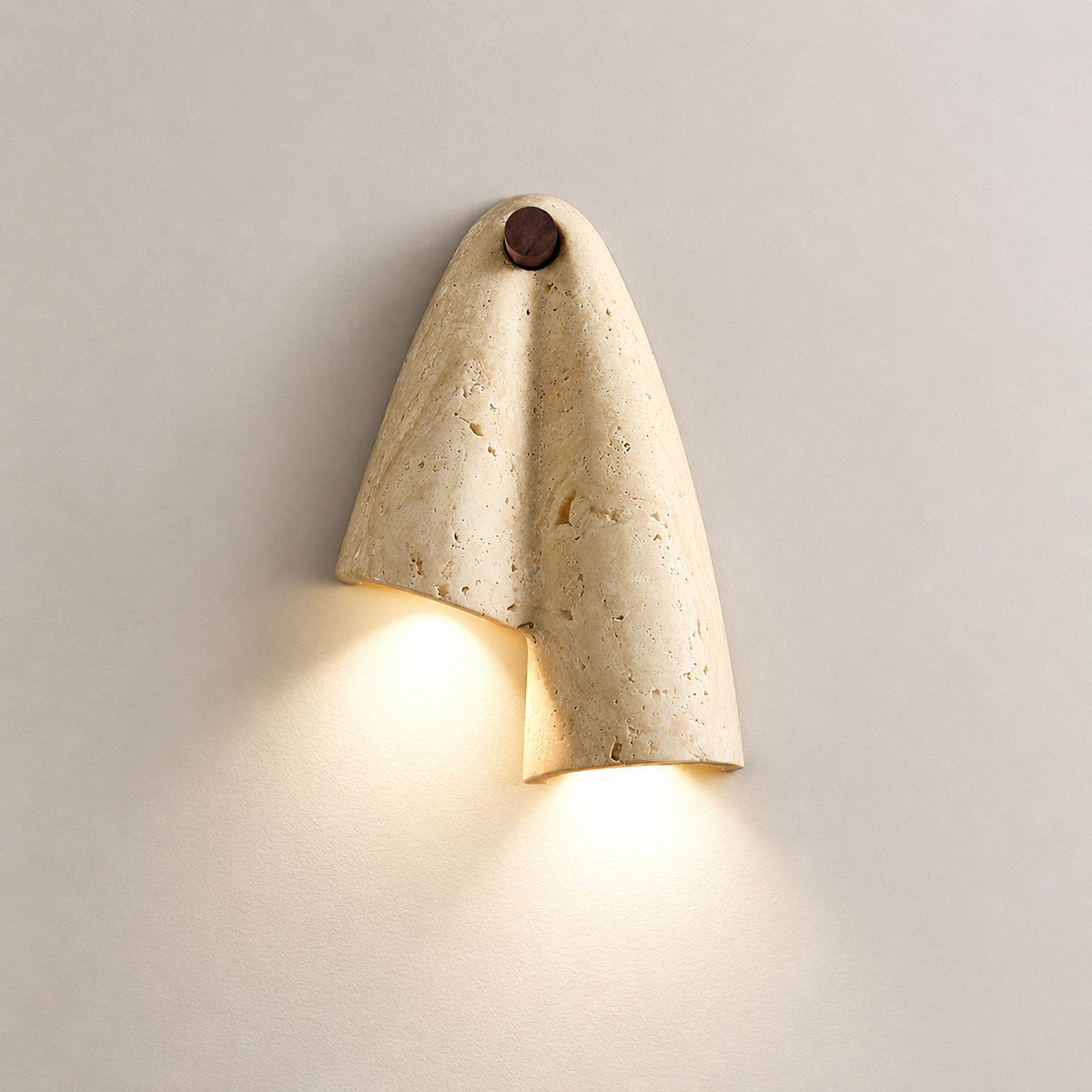 Velo Draped Stone Wall Lamp, 7.5-Inch x H 10.6-Inch, Yellow Travertine for Living Room & Dining Room