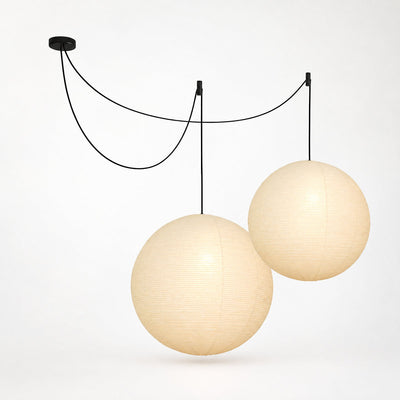 Round Sculptural Bamboo Pendant Light Warm Light for Dining Room & Bedroom