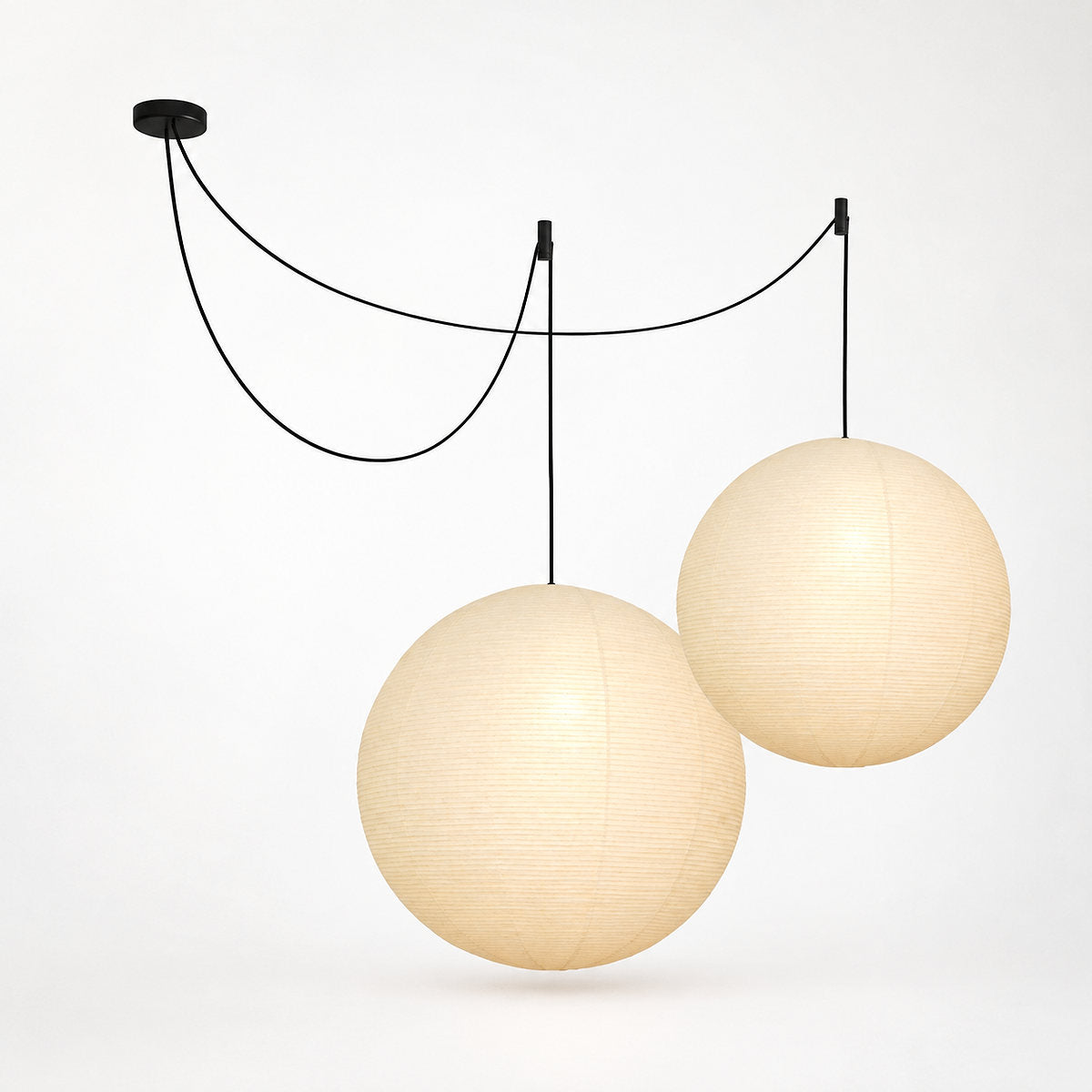 Round Sculptural Bamboo Pendant Light Warm Light for Dining Room & Bedroom