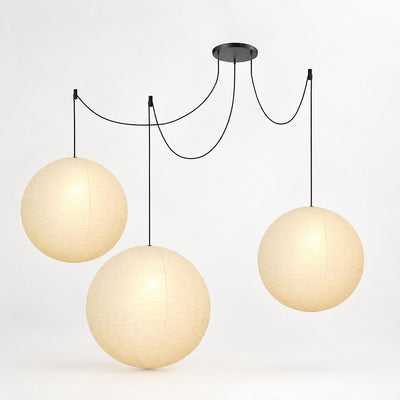 Round Sculptural Bamboo Pendant Light Warm Light for Dining Room & Bedroom