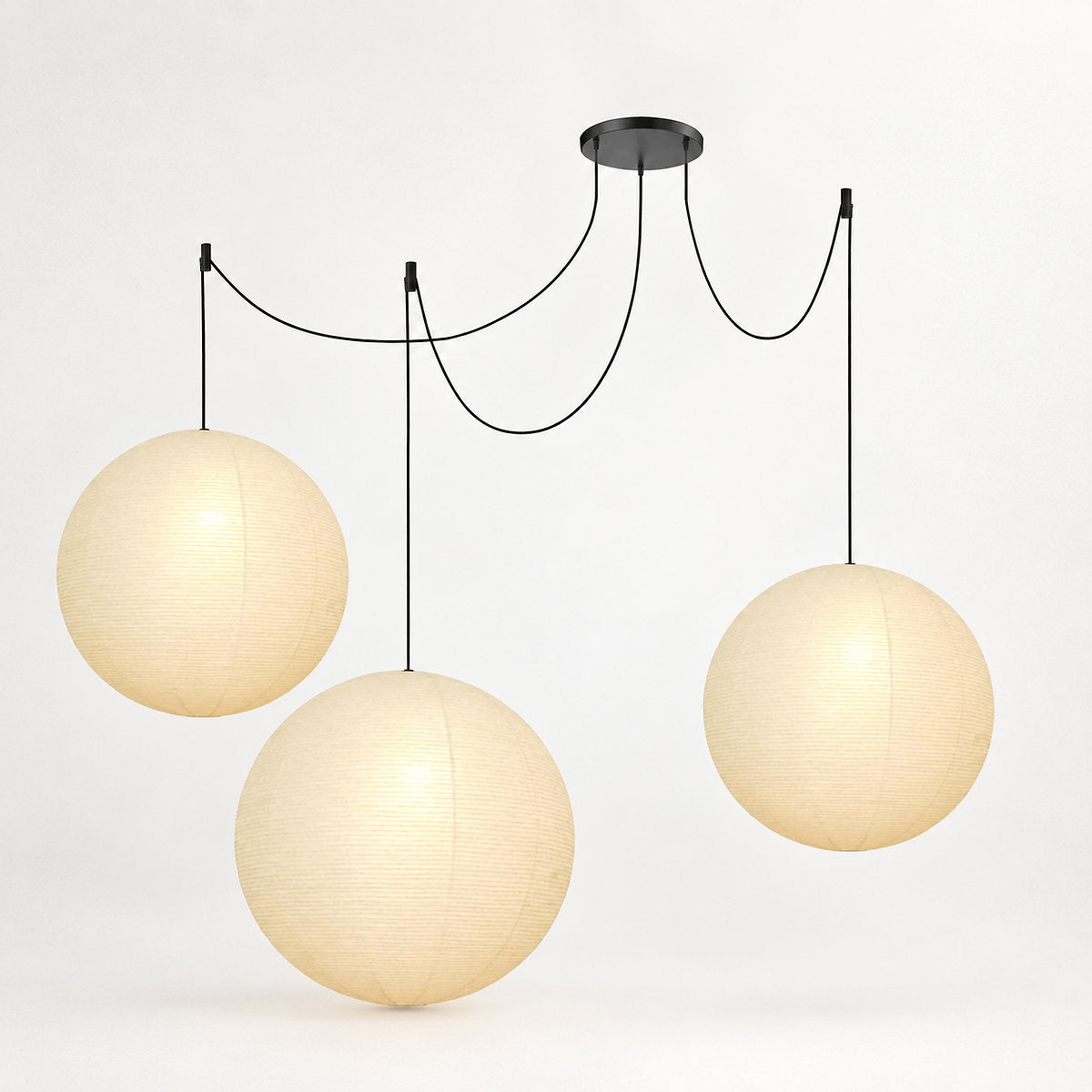 Round Sculptural Bamboo Pendant Light Warm Light for Dining Room & Bedroom